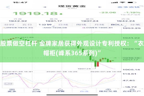 股票做空杠杆 金牌家居获得外观设计专利授权：“衣帽柜(峰系365系列)”