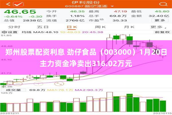 郑州股票配资利息 劲仔食品（003000）1月20日主力资金净卖出316.02万元